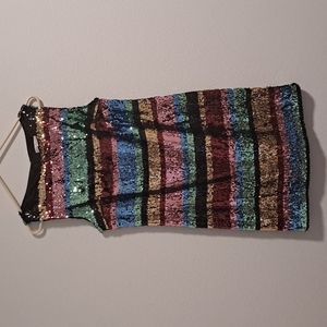 Harlyn Sequins Rainbow Mini Party Dress